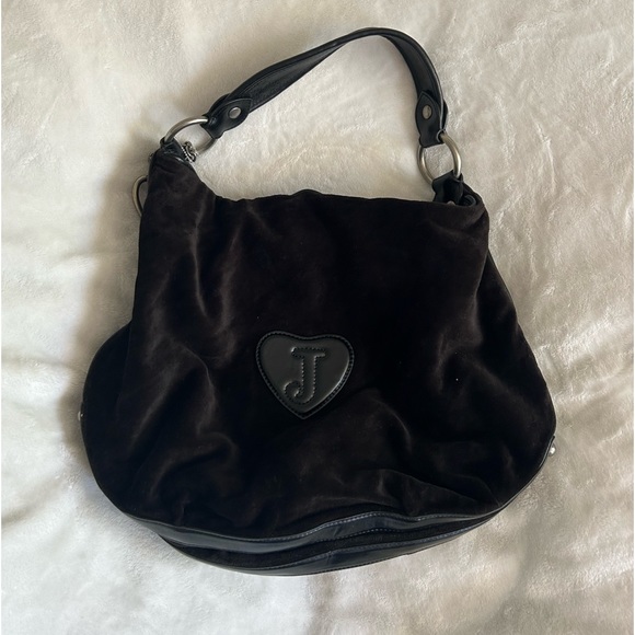 Juicy Couture Y2K “Live for Juicy” black velour bag 🖤🩷🩶 - Picture 2 of 12